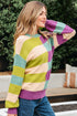 Relaxed Fit Geometric Block Stripe Crew Neck Sweater