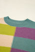 Relaxed Fit Geometric Block Stripe Crew Neck Sweater