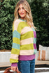 Relaxed Fit Geometric Block Stripe Crew Neck Sweater
