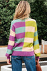 Relaxed Fit Geometric Block Stripe Crew Neck Sweater