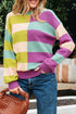Relaxed Fit Geometric Block Stripe Crew Neck Sweater