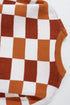 Relaxed Fit Geometric Checkered Crew Neck Pullover Sweater