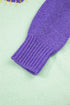 Relaxed Fit Geometric Panel V Neck Knit Sweater