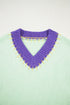 Relaxed Fit Geometric Panel V Neck Knit Sweater