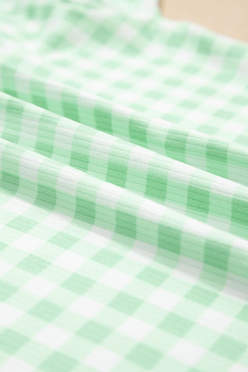 Relaxed Fit Gingham Long Sleeve And Shorts Lounge Set