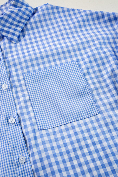 Relaxed Fit Gingham Pattern Button Down Shirt