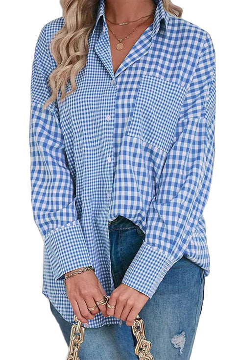 Relaxed Fit Gingham Pattern Button Down Shirt