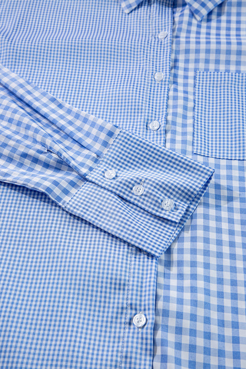 Relaxed Fit Gingham Pattern Button Down Shirt