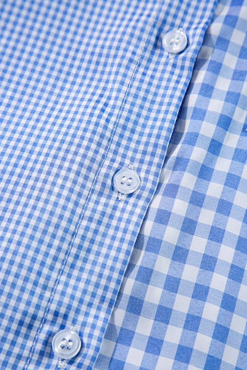 Relaxed Fit Gingham Pattern Button Down Shirt