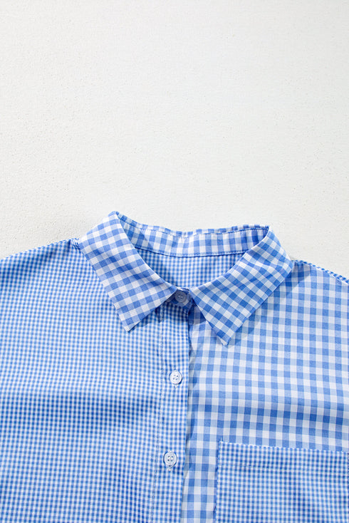 Relaxed Fit Gingham Pattern Button Down Shirt