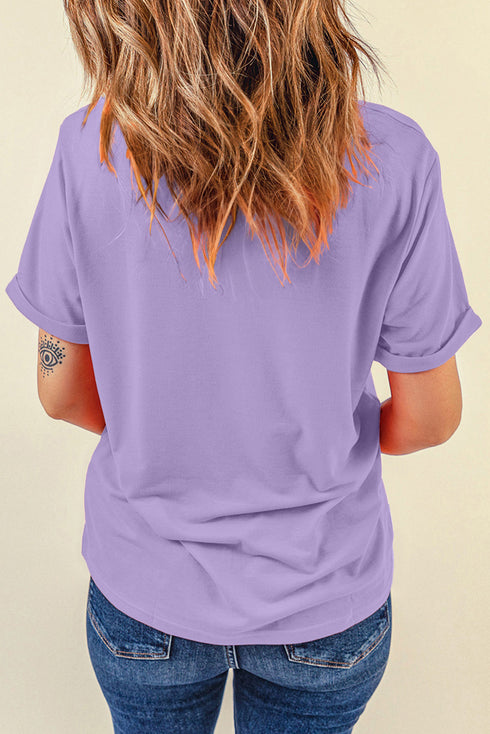 Relaxed Fit Glitter Bunny Graphic Short Sleeve Shirt