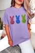 Relaxed Fit Glitter Bunny Graphic Short Sleeve Shirt