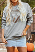 Relaxed Fit Graphic Skull Print Pullover Sweatshirt