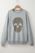 Relaxed Fit Graphic Skull Print Pullover Sweatshirt