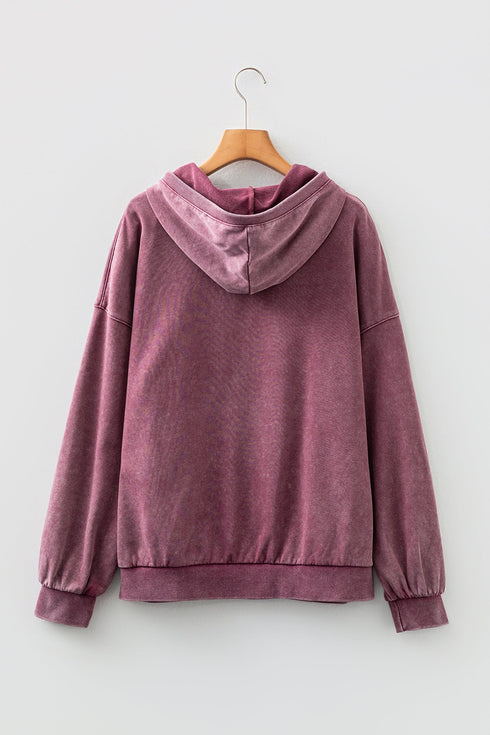 Relaxed Fit Half Zip Kangaroo Pocket Pullover