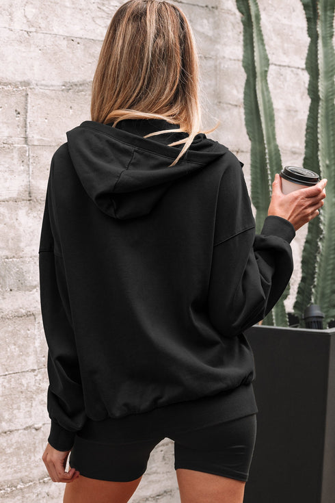 Relaxed Fit Half Zip Kangaroo Pocket Pullover