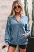 Relaxed Fit Half Zip Kangaroo Pocket Pullover