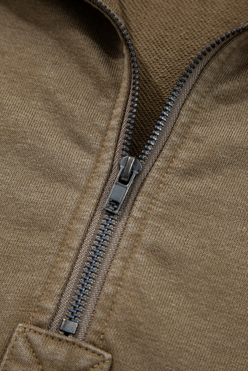 Relaxed Fit Half Zip Kangaroo Pocket Pullover