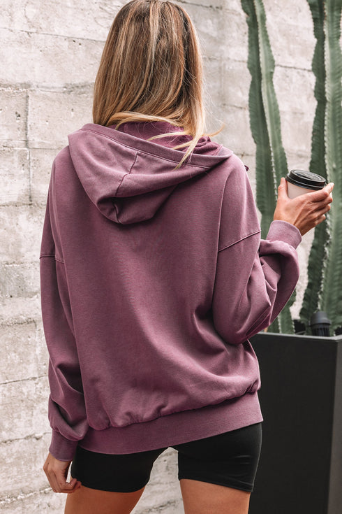 Relaxed Fit Half Zip Kangaroo Pocket Pullover