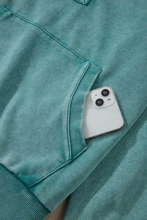 Relaxed Fit Half Zip Kangaroo Pocket Pullover