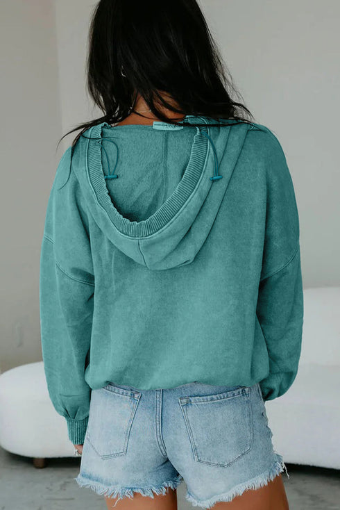 Relaxed Fit Half Zip Kangaroo Pocket Pullover