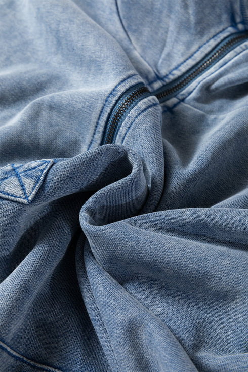 Relaxed Fit Half Zip Kangaroo Pocket Pullover