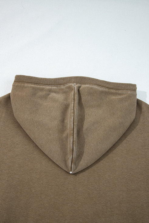 Relaxed Fit Half Zip Kangaroo Pocket Pullover