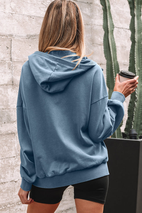 Relaxed Fit Half Zip Kangaroo Pocket Pullover