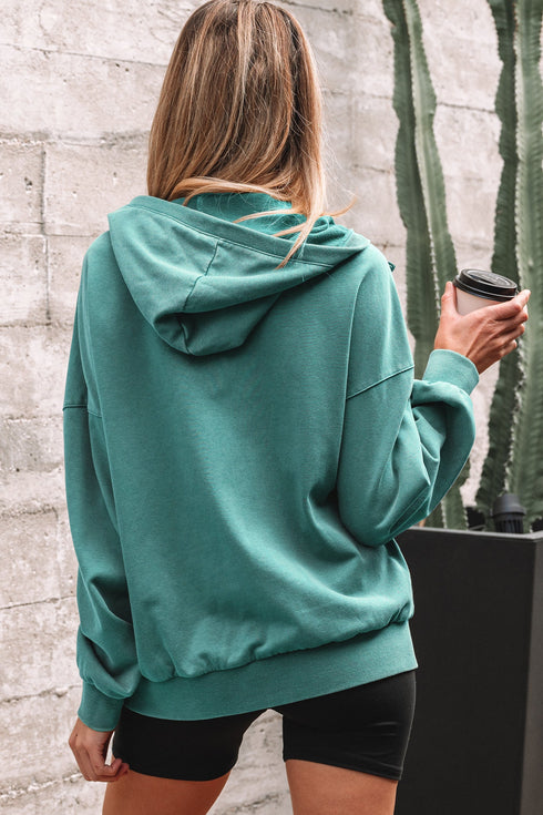 Relaxed Fit Half Zip Kangaroo Pocket Pullover