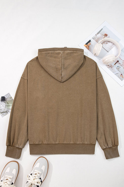 Relaxed Fit Half Zip Kangaroo Pocket Pullover