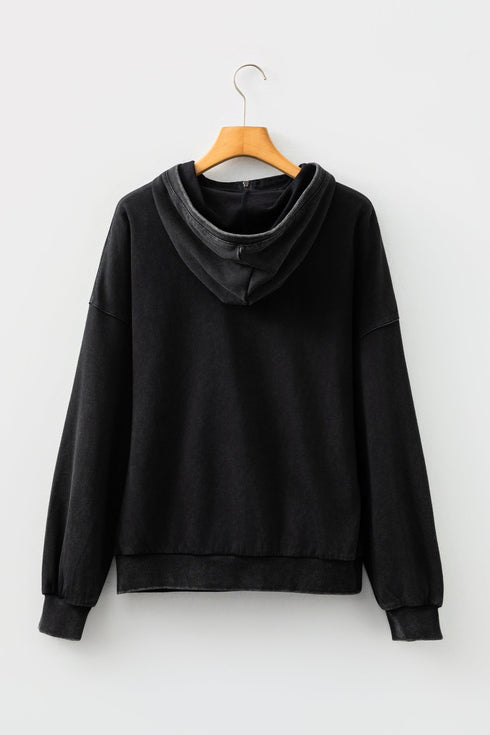 Relaxed Fit Half Zip Kangaroo Pocket Pullover