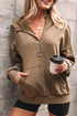 Relaxed Fit Half Zip Kangaroo Pocket Pullover