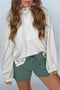 Relaxed Fit Half Zip Stand Collar Long Sleeve Top
