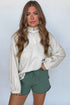 Relaxed Fit Half Zip Stand Collar Long Sleeve Top