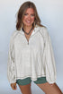 Relaxed Fit Half Zip Stand Collar Long Sleeve Top