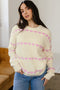 Relaxed Fit Heart Pattern Crew Neck Sweater