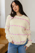 Relaxed Fit Heart Pattern Crew Neck Sweater