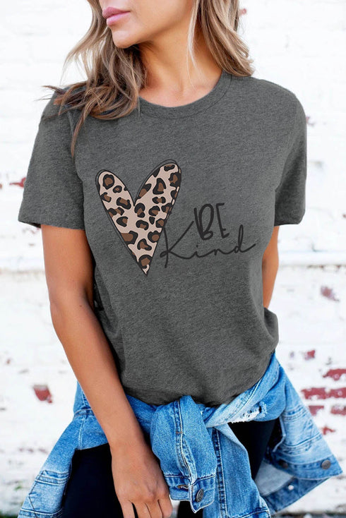Relaxed Fit Heart Print Graphic Cotton Blend Tee