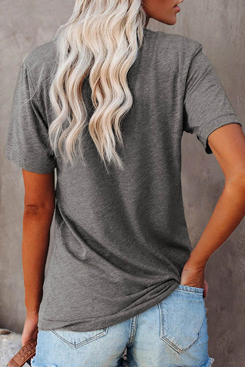 Relaxed Fit Heart Print Graphic Cotton Blend Tee