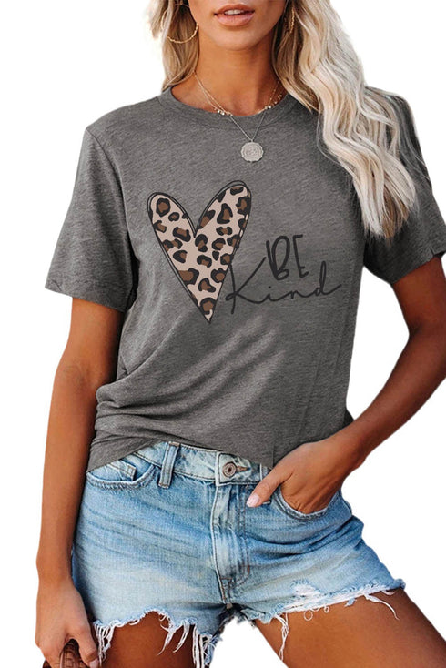 Relaxed Fit Heart Print Graphic Cotton Blend Tee
