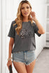 Relaxed Fit Heart Print Graphic Cotton Blend Tee