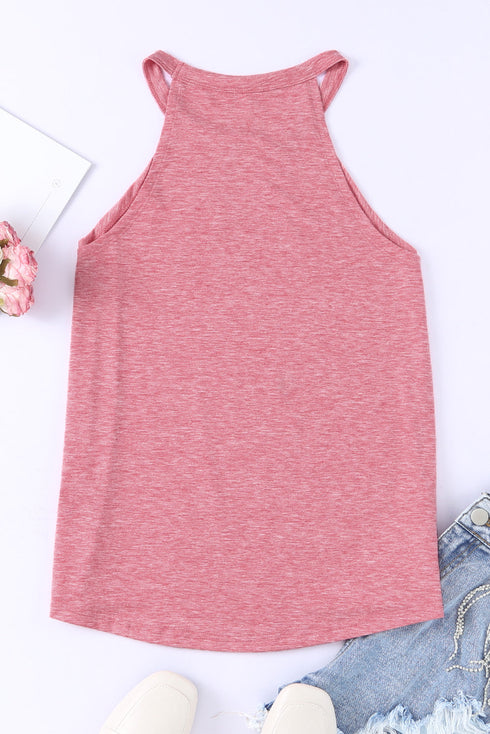 Relaxed Fit High Neck Jersey Halter Tank Top