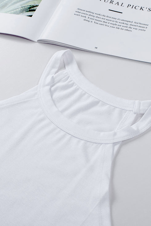 Relaxed Fit High Neck Jersey Halter Tank Top