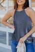 Relaxed Fit High Neck Jersey Halter Tank Top