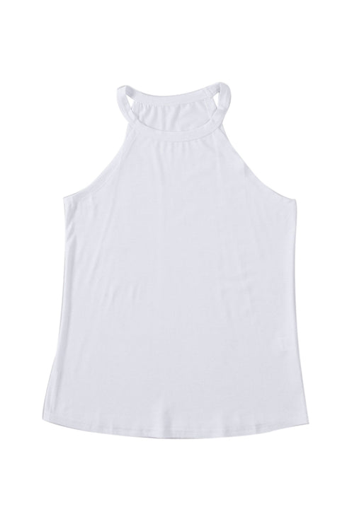 Relaxed Fit High Neck Jersey Halter Tank Top