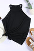 Relaxed Fit High Neck Jersey Halter Tank Top
