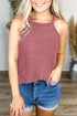 Relaxed Fit High Neck Jersey Halter Tank Top