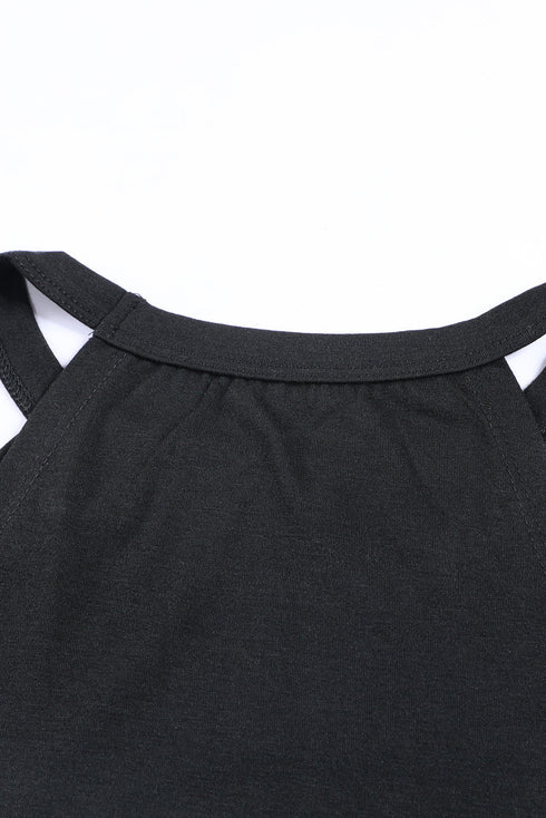 Relaxed Fit High Neck Jersey Halter Tank Top