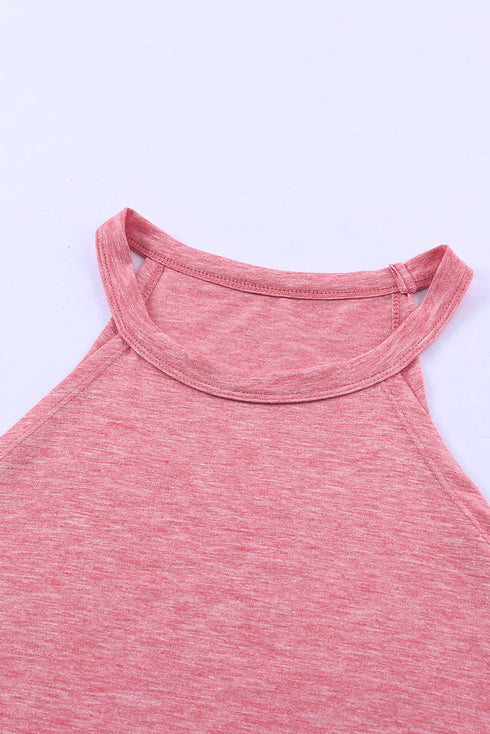 Relaxed Fit High Neck Jersey Halter Tank Top