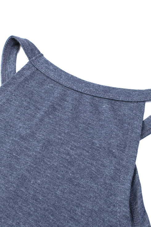 Relaxed Fit High Neck Jersey Halter Tank Top